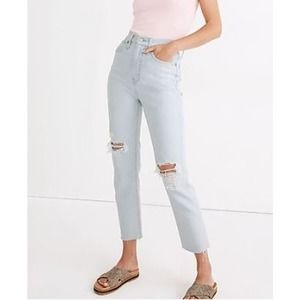 NWT Madewell Mom Jean in Harman Wash Raw-Hem Edition Size 29 Distressed